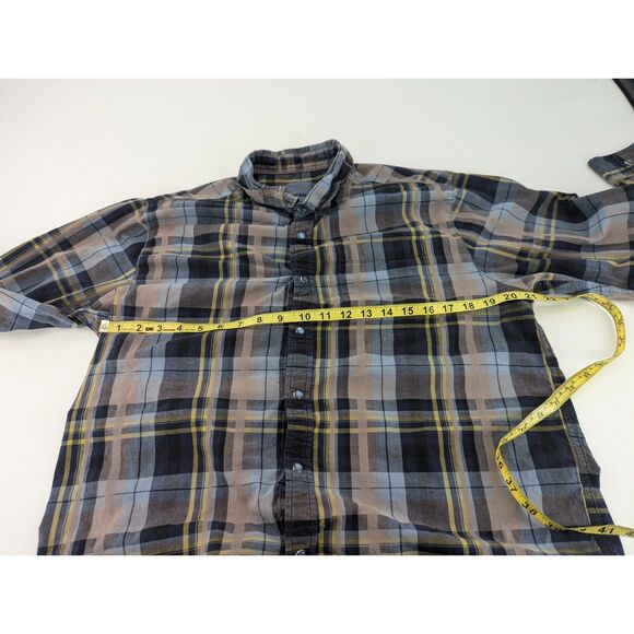 Prana Men's Blue Cotton Flannel Button Up Plaid Long Sleeve Shirt Size Large - Picture 5 of 8